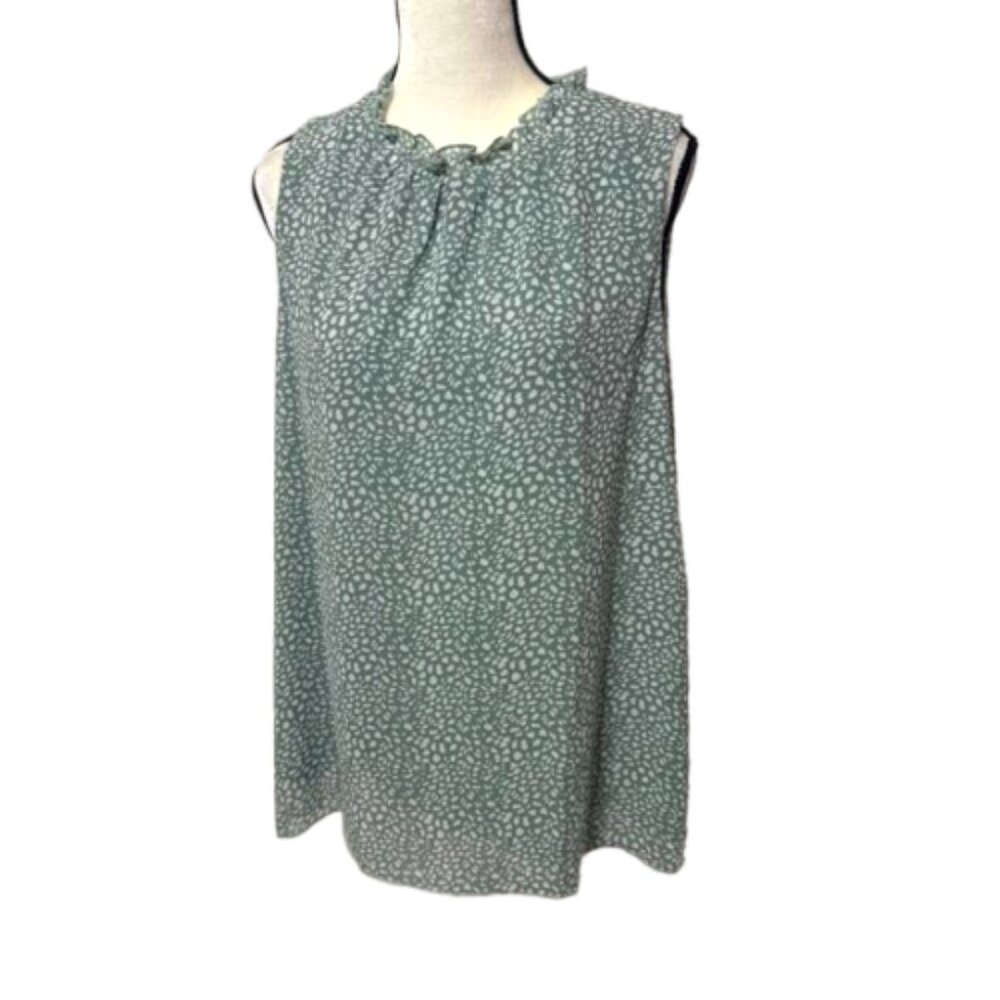 2/$30 Dokotoo Green & White Sleeveless Flowy High Neck Blouse Sz. XL #2271
